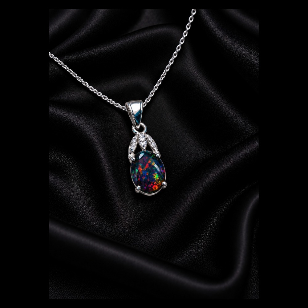 Aurora Black Opal Pendant