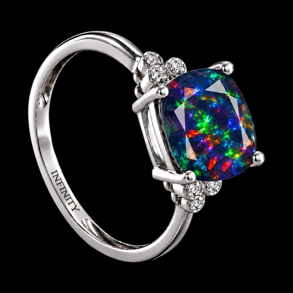 Aurora Black Opal Ring