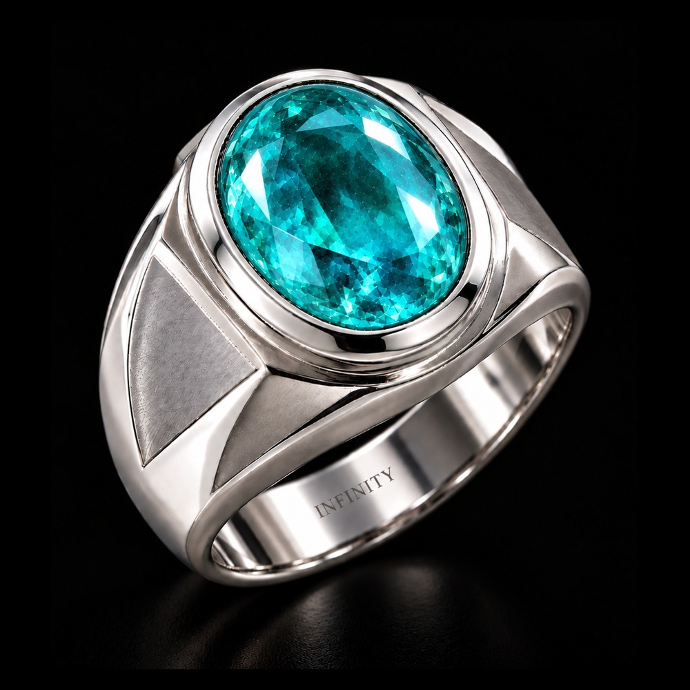 Azure Paraiba Signet Ring