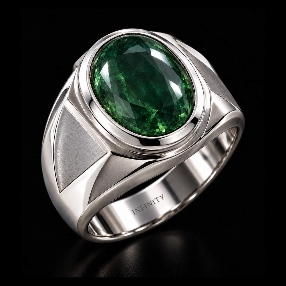 Forest Green Sapphire Signet Ring