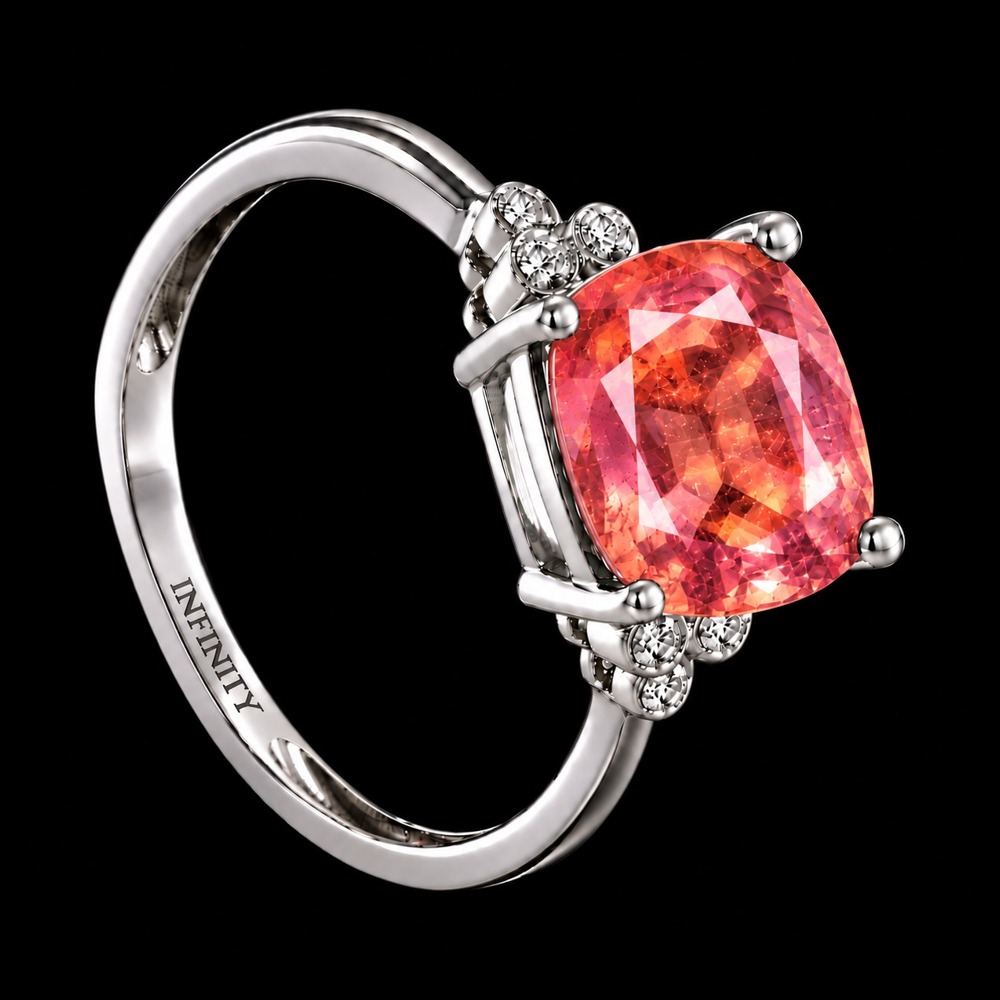 Sunset Padparadscha Cocktail Ring