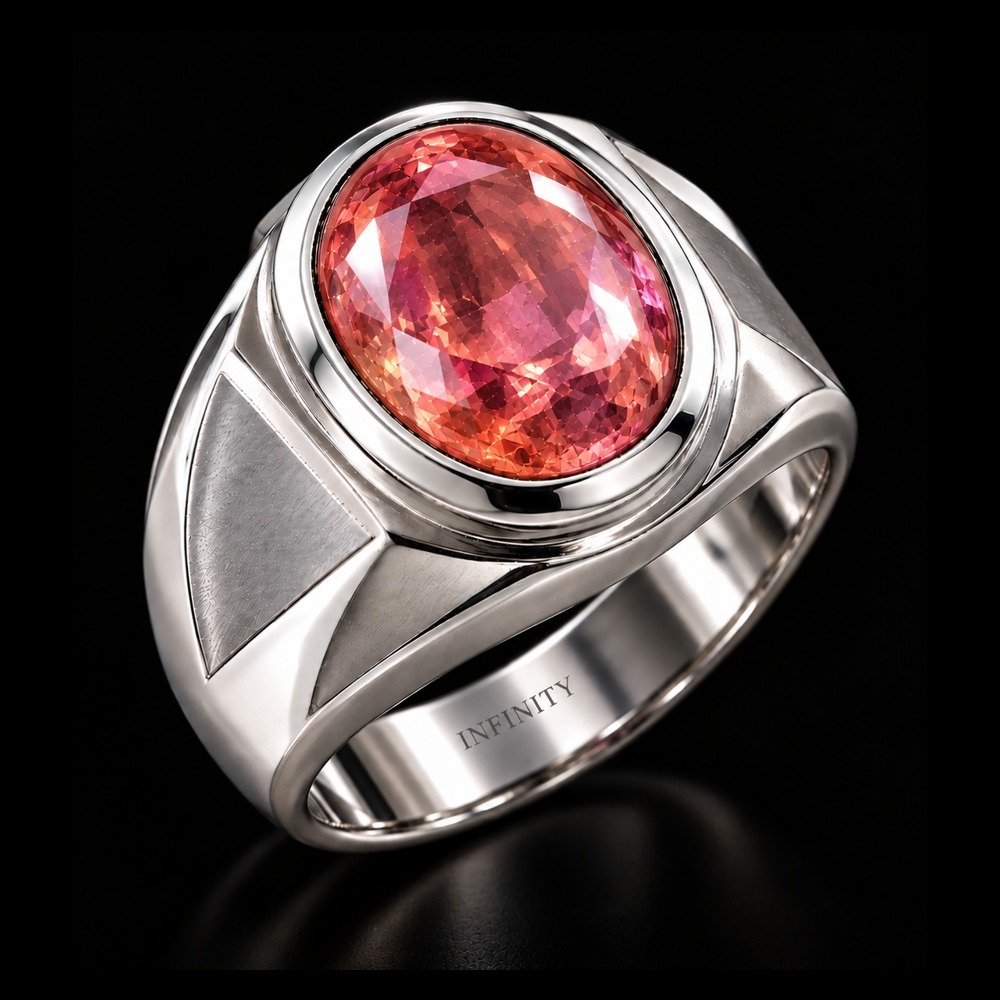 Sunset Padparadscha Signet Ring